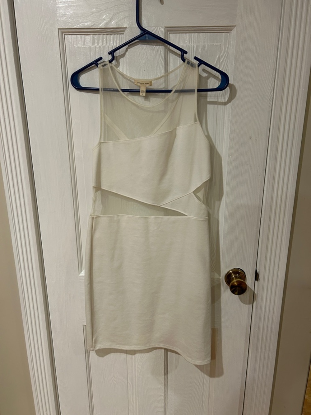 silence + noise Cream Sheer Mesh Tank
